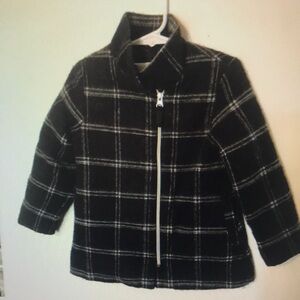 Kids Black Plaid Zip-Front Coat